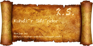 Kuhár Sándor névjegykártya
