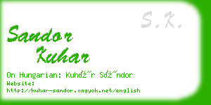 sandor kuhar business card
